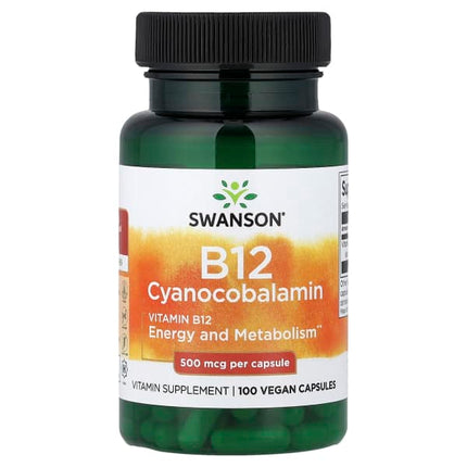 Swanson Vitamin B12, 500 mcg, 100 Vegan Capsules