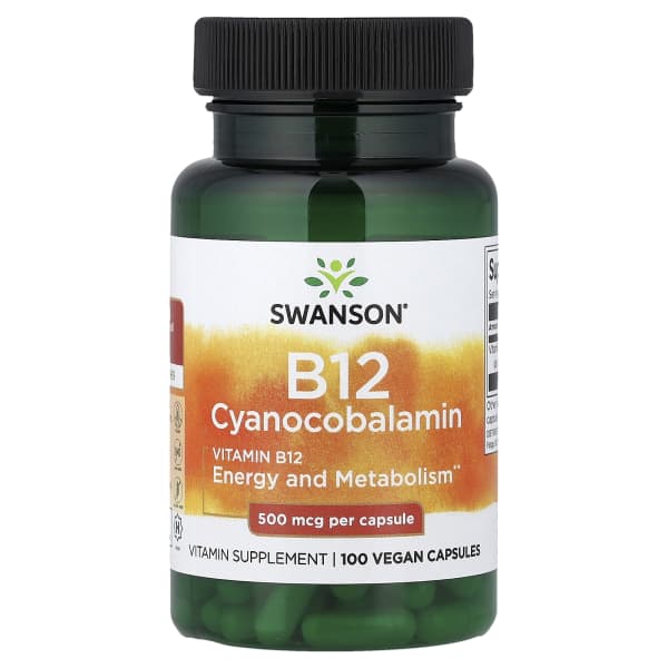 Swanson Vitamin B12, 500 mcg, 100 Vegan Capsules