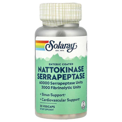 Solaray Nattokinase Serrapeptase, Enteric Coated, 30 VegCaps