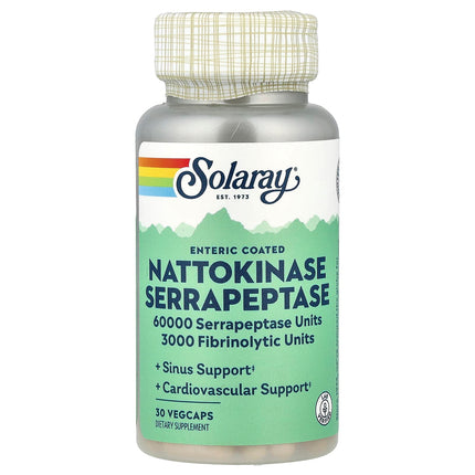 Solaray Nattokinase Serrapeptase, Enteric Coated, 30 VegCaps, label view 6