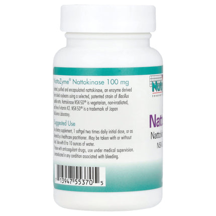 Nutricology NattoZyme Nattokinase, 100 mg (2,000 FU), 60 Softgels, label view 9