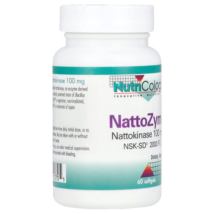Nutricology NattoZyme Nattokinase, 100 mg (2,000 FU), 60 Softgels, label view 10