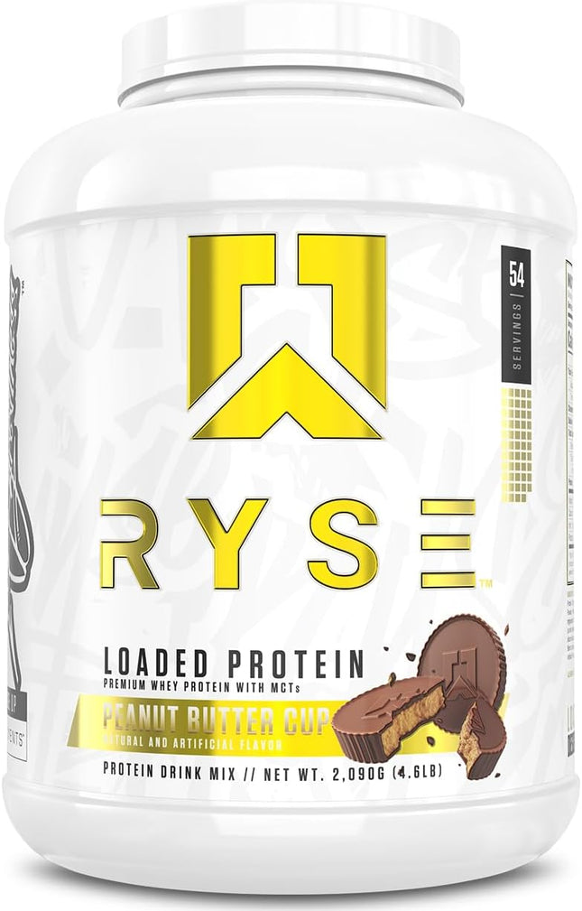 Ryse Supplements Ryse Loaded Premium Whey Protein Powder with MCTs Peanut Butter Cup 4.6 lbs (54 servings)