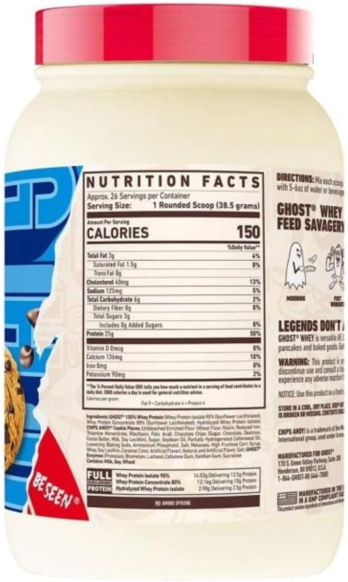 Ghost Chocolate Chip Cookie Whey Protein Powder 907 g
