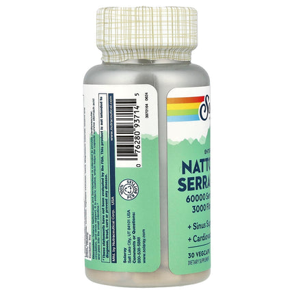 Solaray Nattokinase Serrapeptase, Enteric Coated, 30 VegCaps, label view 8