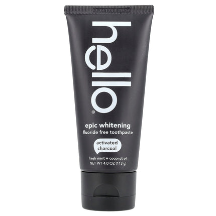 Hello Epic Whitening Fluoride Free Toothpaste, Activated Charcoal, Fresh Mint + Coconut Oil - front