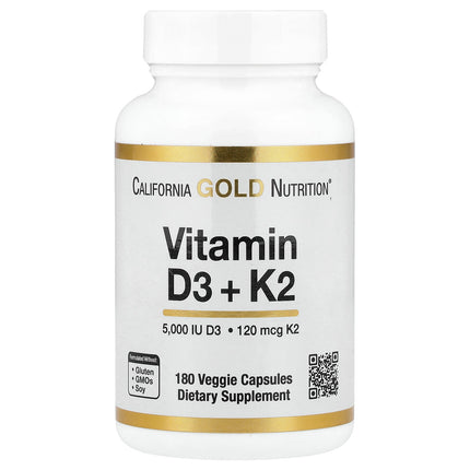 California Gold Nutrition Vitamin D3 and K2 capsules product image
