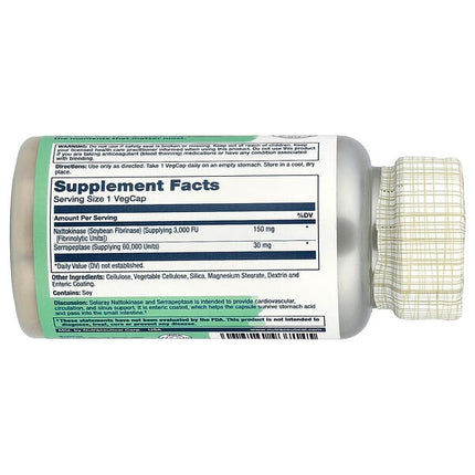 Solaray Nattokinase Serrapeptase, Enteric Coated, 30 VegCaps, packaging detail 2