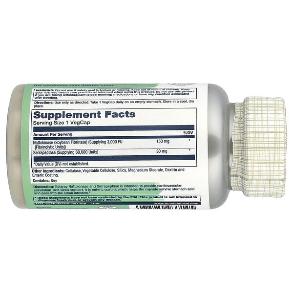 Solaray Nattokinase Serrapeptase packaging detail 1