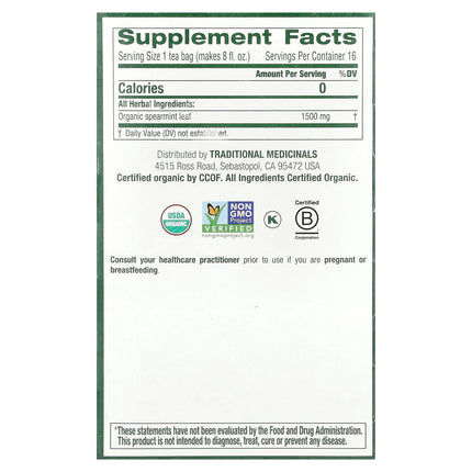 Traditional Medicinals Organic Spearmint herbal tea - view 2