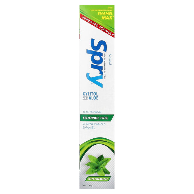 Xlear Natural Spry Fluoride Free Toothpaste, Spearmint - ingredient label