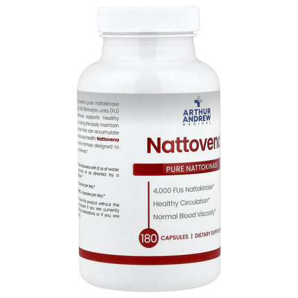 Arthur Andrew Medical Nattovena, Pure Nattokinase, 4,000 FU, 180 Capsules, label view 24