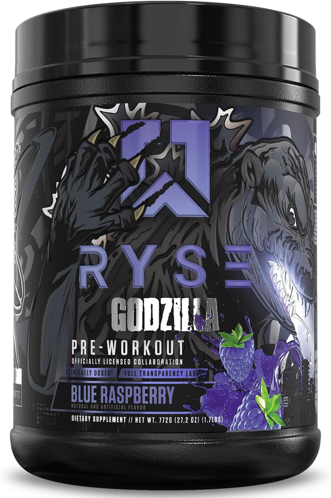 Ryse Ryse Noel Deyzel x Godzilla Pre-Workout Powder Blue Raspberry 40 Servings (1.7 lbs)