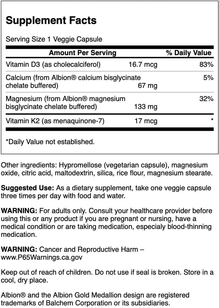 Swanson Albion Chelated Magnesium & Calcium 2:1 90 Veg Capsules Label