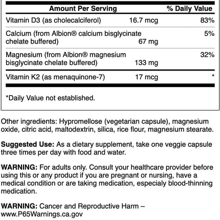 Swanson Albion Chelated Magnesium & Calcium 2:1 90 Veg Capsules Label