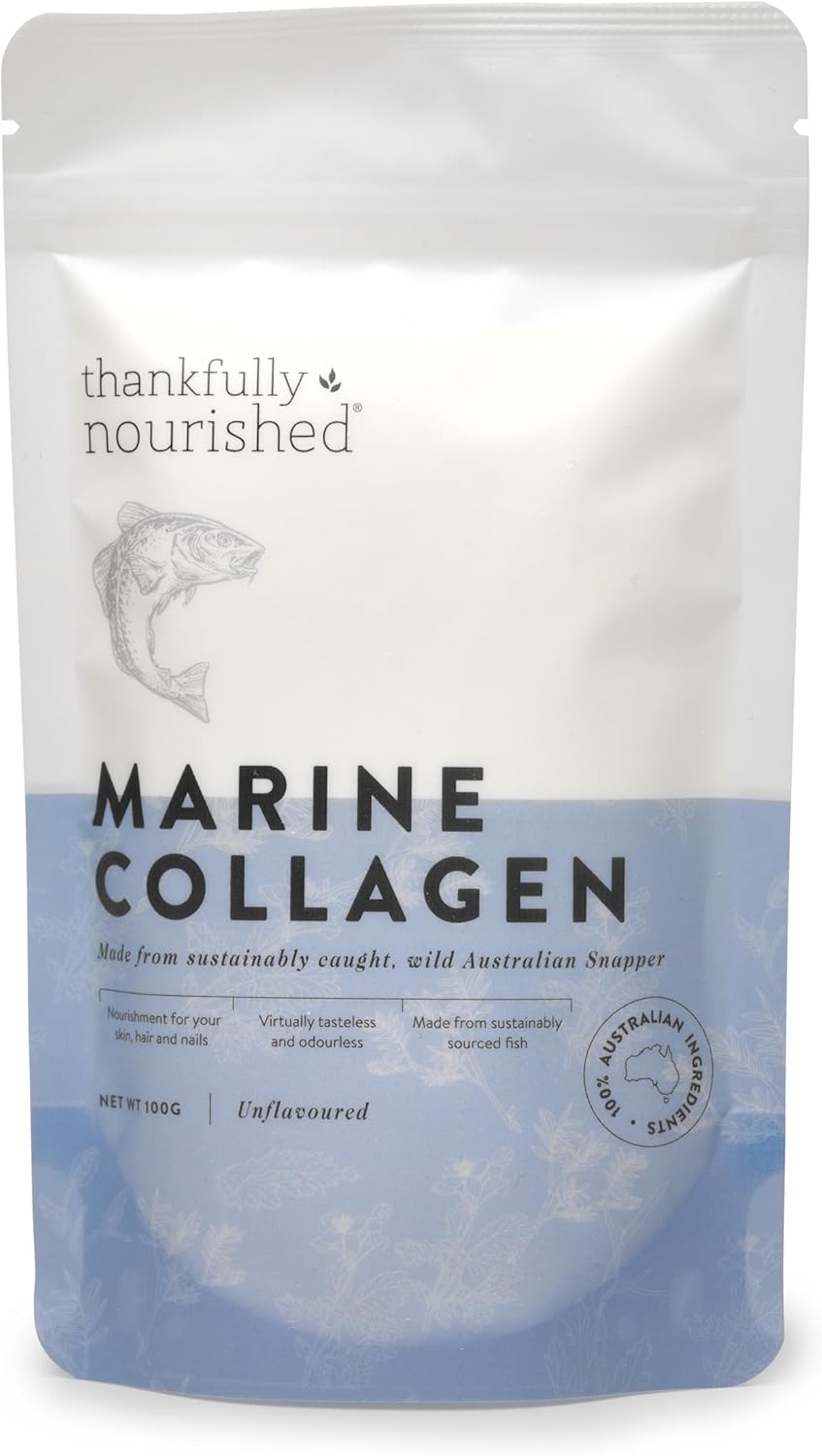 Thankfully Nourished Collagen Powder 100g in a sleek packaging