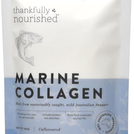 Thankfully Nourished Collagen Powder 100g in a sleek packaging