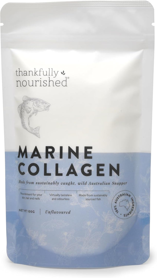 Thankfully Nourished Collagen Powder 100g in a sleek packaging
