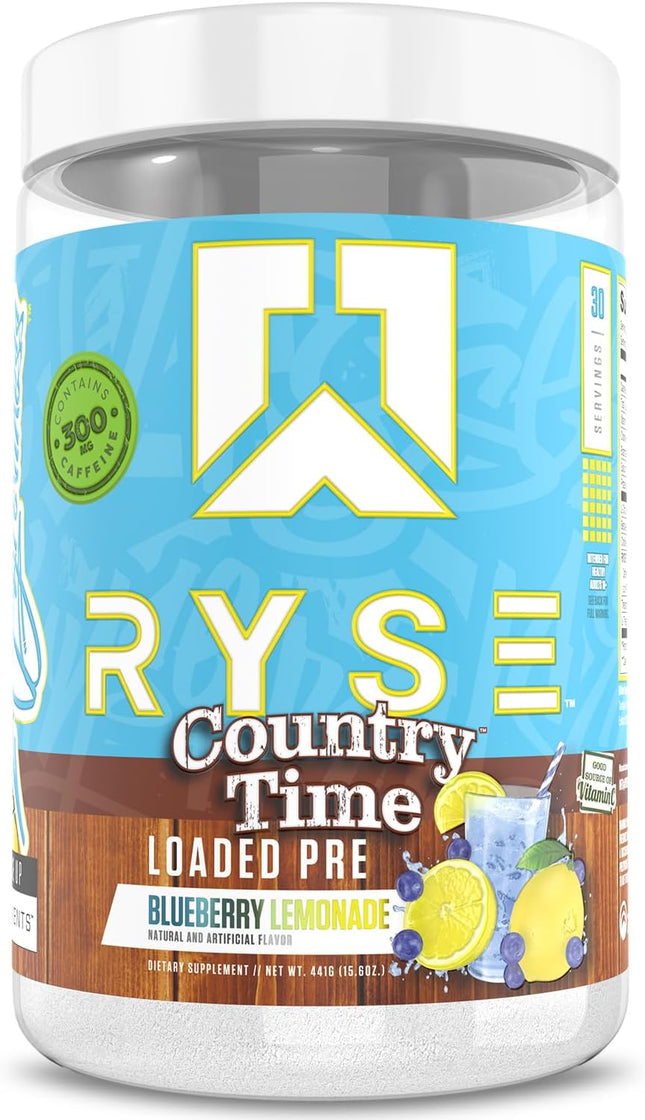 RYSE Loaded Pre-Workout Country Time Blueberry Lemonade 30 Servings (Approx. 441g)