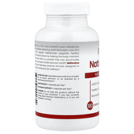 Arthur Andrew Medical Nattovena, Pure Nattokinase, 4,000 FU, 180 Capsules, label view 25
