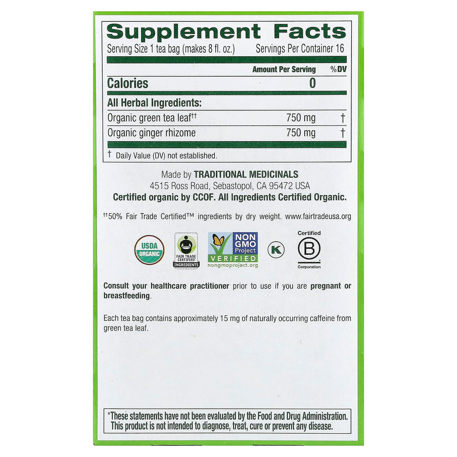 Traditional Medicinals Organic Green Tea herbal tea - view 2