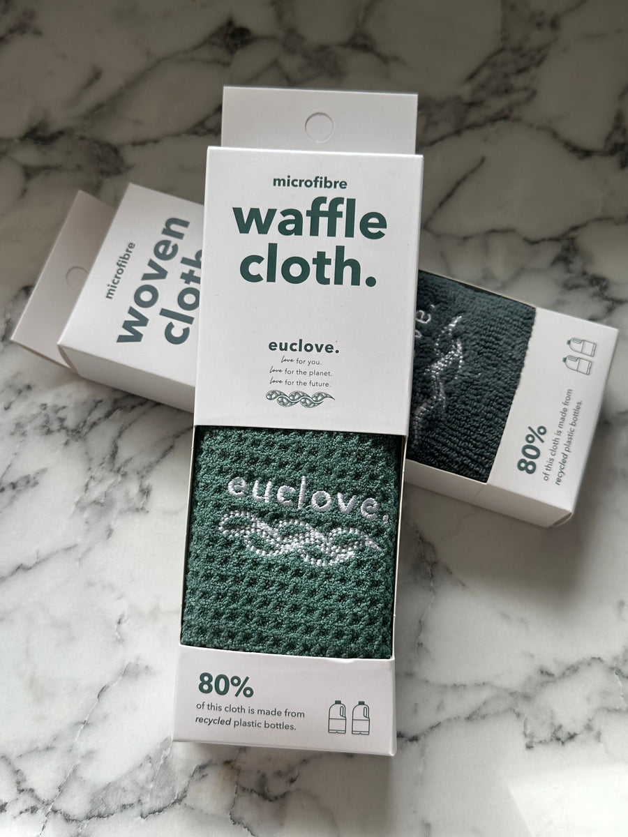 Euclove microfibre cloths in waffle texture for eco-friendly cleaning
