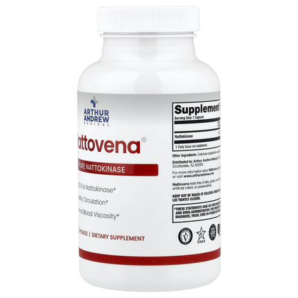 Arthur Andrew Medical Nattovena, Pure Nattokinase, 4,000 FU, 180 Capsules, label view 30