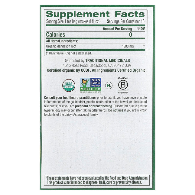 Traditional Medicinals Organic Roasted Dandelion Root herbal tea - view 2