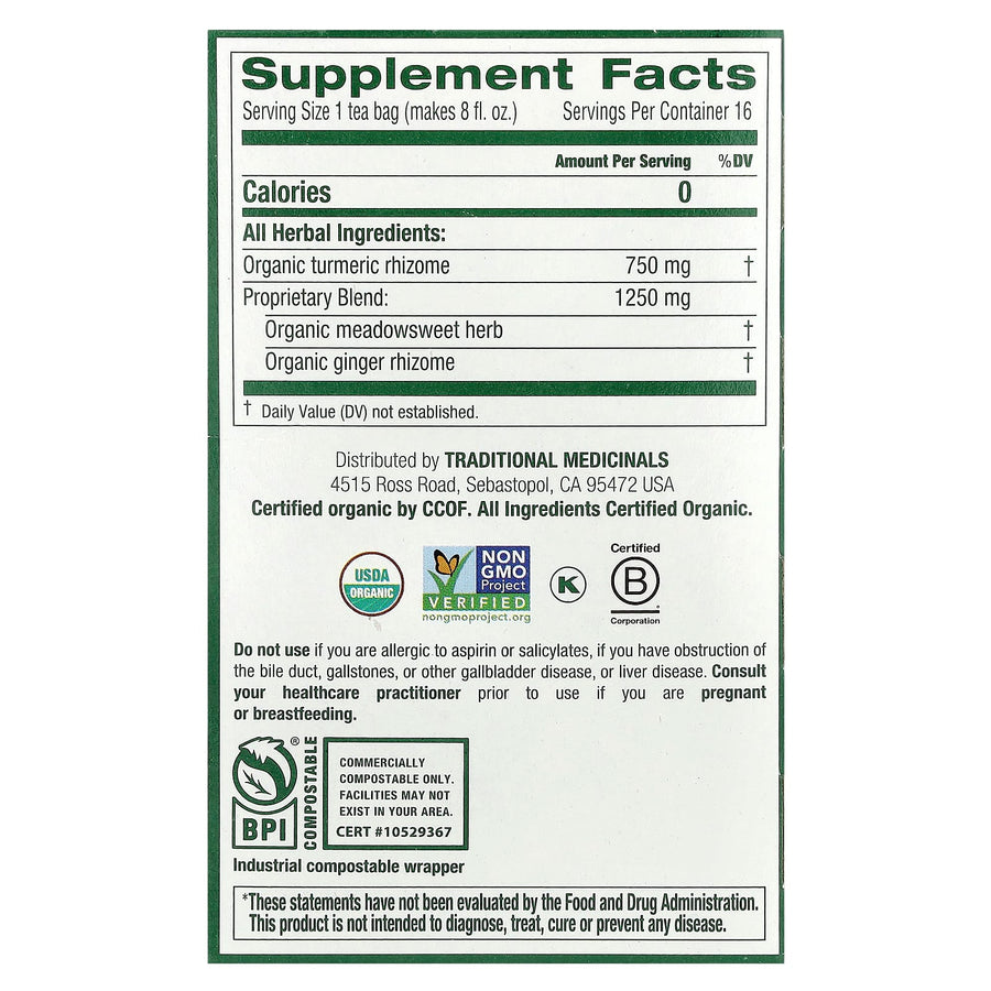 Traditional Medicinals Organic Turmeric & Ginger with Meadowsweet herbal tea - view 2
