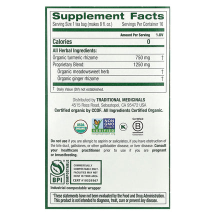 Traditional Medicinals Organic Turmeric & Ginger with Meadowsweet herbal tea - view 2