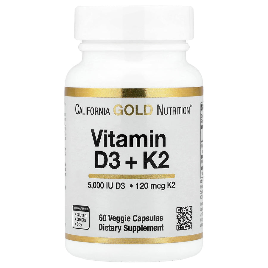 California Gold Nutrition Vitamin D3 plus K2 capsules bottle