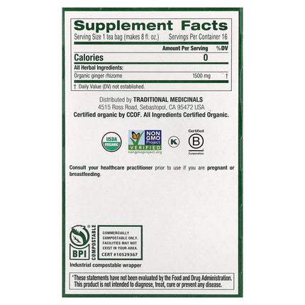 Traditional Medicinals Organic Ginger herbal tea - view 2