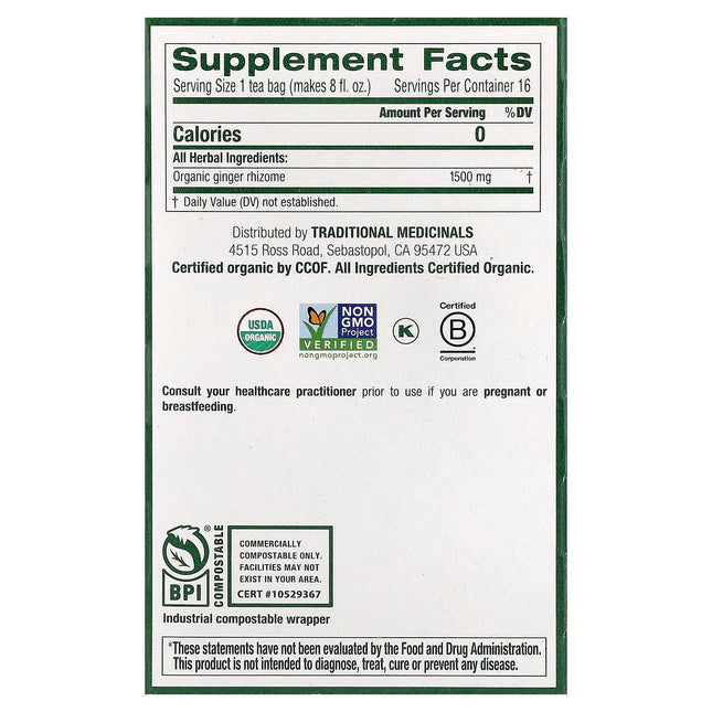 Traditional Medicinals Organic Ginger herbal tea - view 2
