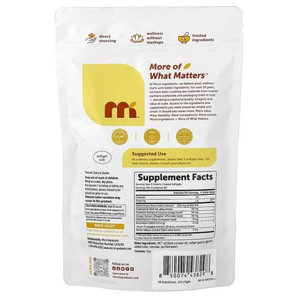 Micro Ingredients Nattokinase, 240 Enteric Coated Softgels, packaging detail 2