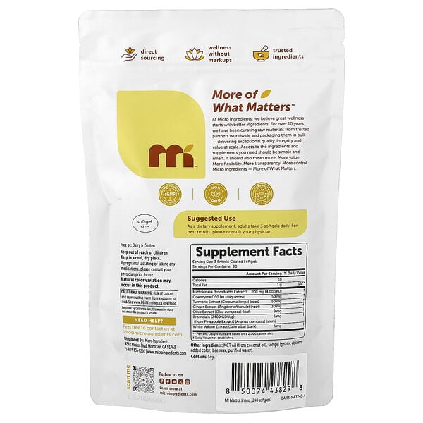 Micro Ingredients Nattokinase softgels with CoQ10 and botanical formula