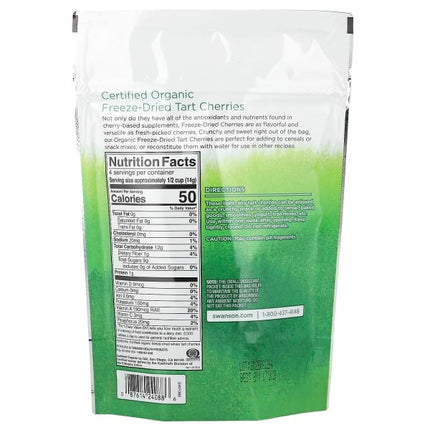 Swanson Certified Organic Freeze-Dried Tart Cherries, 2 oz (56 g)