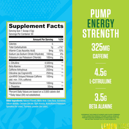 RYSE Loaded Pre Workout Powder - Jell-O Lemon Lime - Daily Pre-Workout for Men & Women