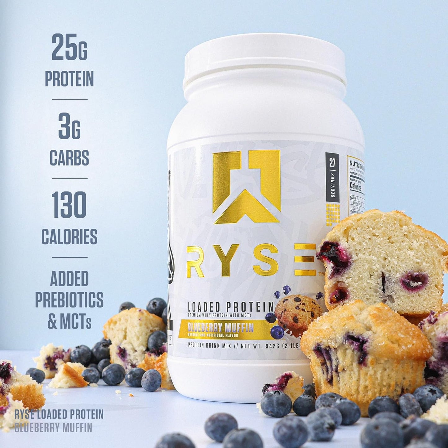 Ryse Blueberry Muffin Loaded Protein Powder 907 g
