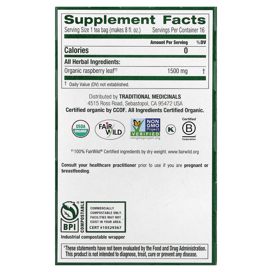 Traditional Medicinals Organic Raspberry Leaf herbal tea - view 2