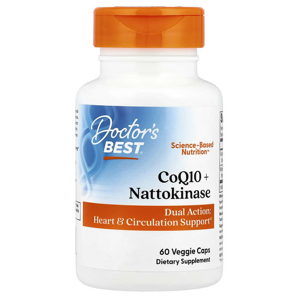 Doctor's Best CoQ10 and Nattokinase 60 Veggie Caps front bottle