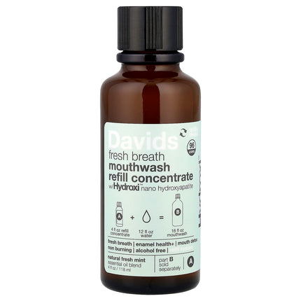 Davids Fresh Breath Mouthwash Refill Concentrate, Natural Fresh Mint - front