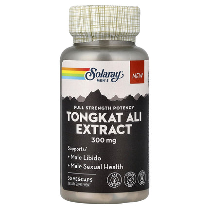 Solaray Men's Tongkat Ali Extract 300mg, 30 VegCaps, front label