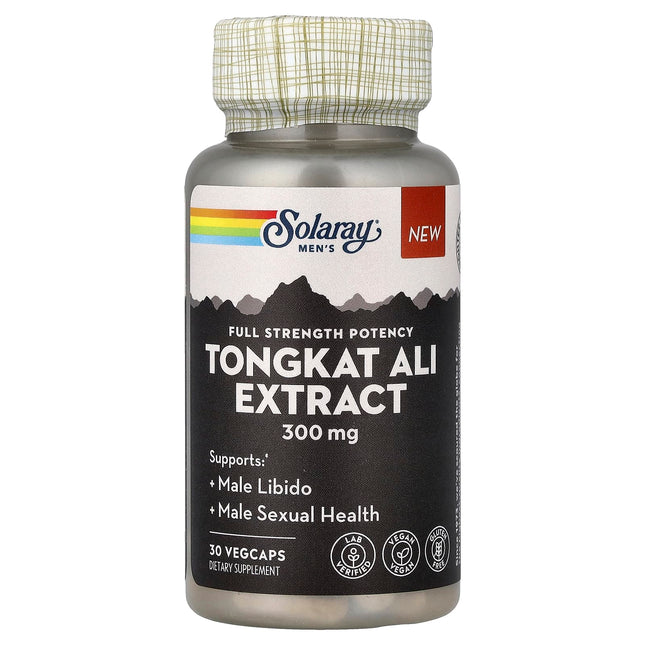 Solaray Men's Tongkat Ali Extract 300mg, 30 VegCaps, front label