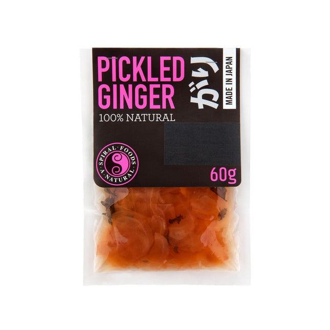 Spiral Pickled Ginger 60g jar with vibrant pink color