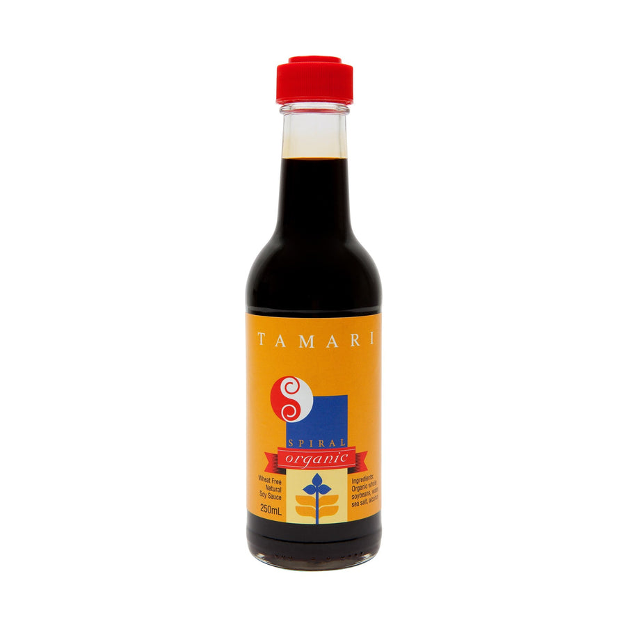 Spiral Foods Tamari 250ML bottle on white background