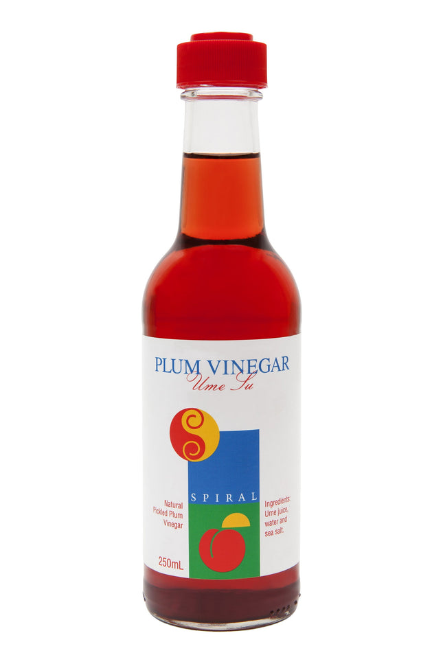 Spiral plum vinegar 250ML bottle on a white background