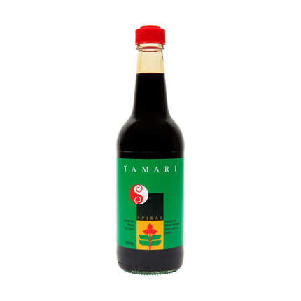 Spiral Foods Tamari 500ML bottle on white background