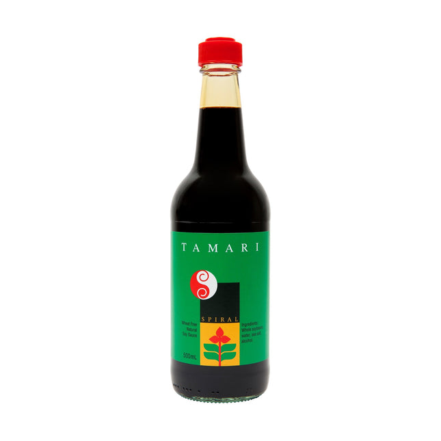 Spiral Foods Tamari 500ML bottle on white background