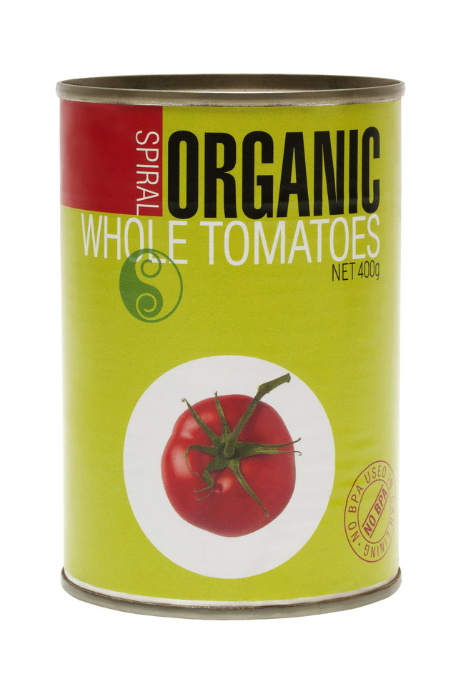 Spiral Foods whole peeled tomatoes in 400g can