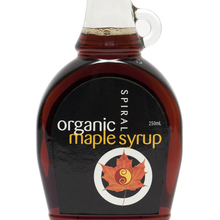 Spiral Foods Maple Syrup 250ML bottle on white background